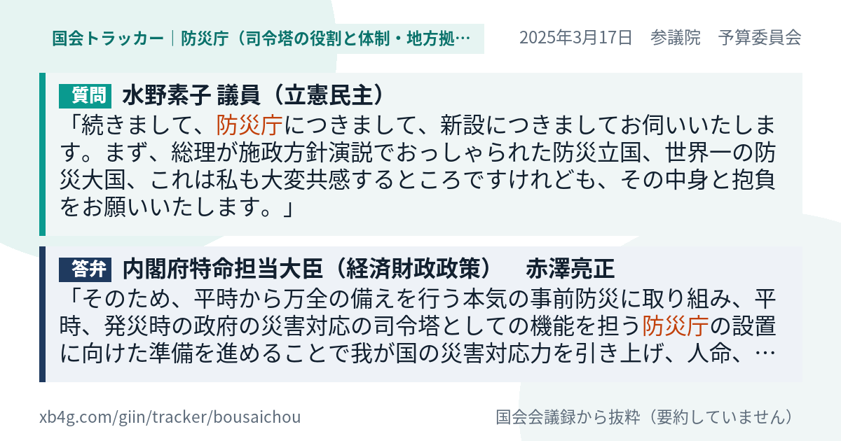 質問と答弁のカード