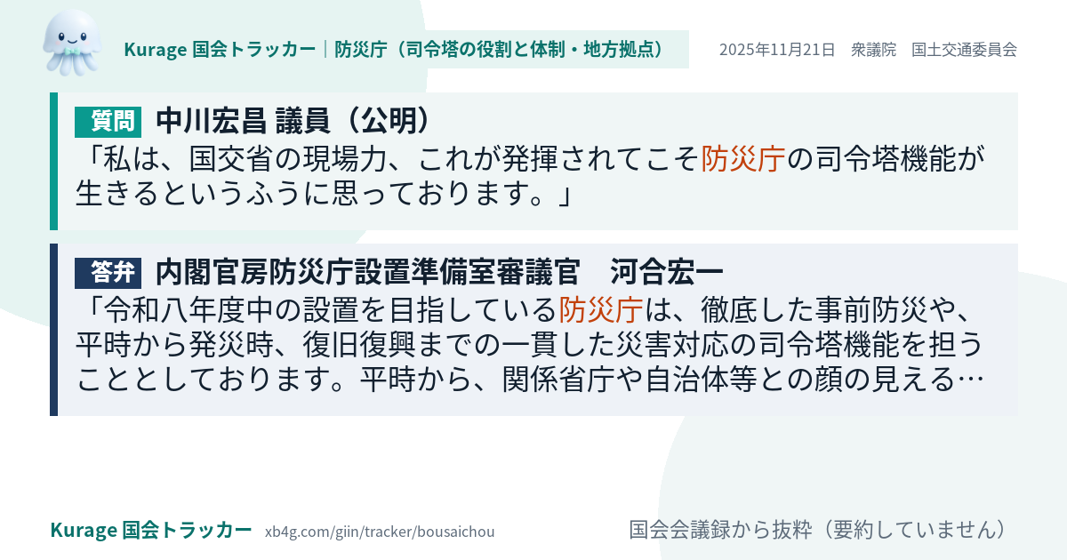 質問と答弁のカード