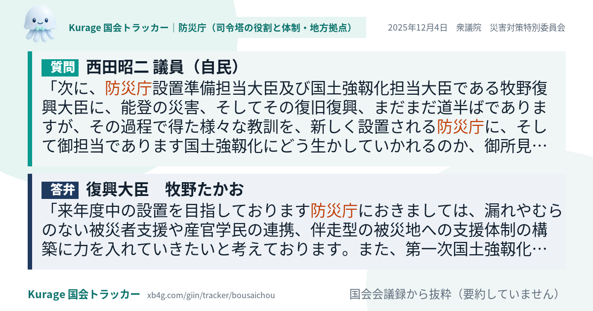質問と答弁のカード