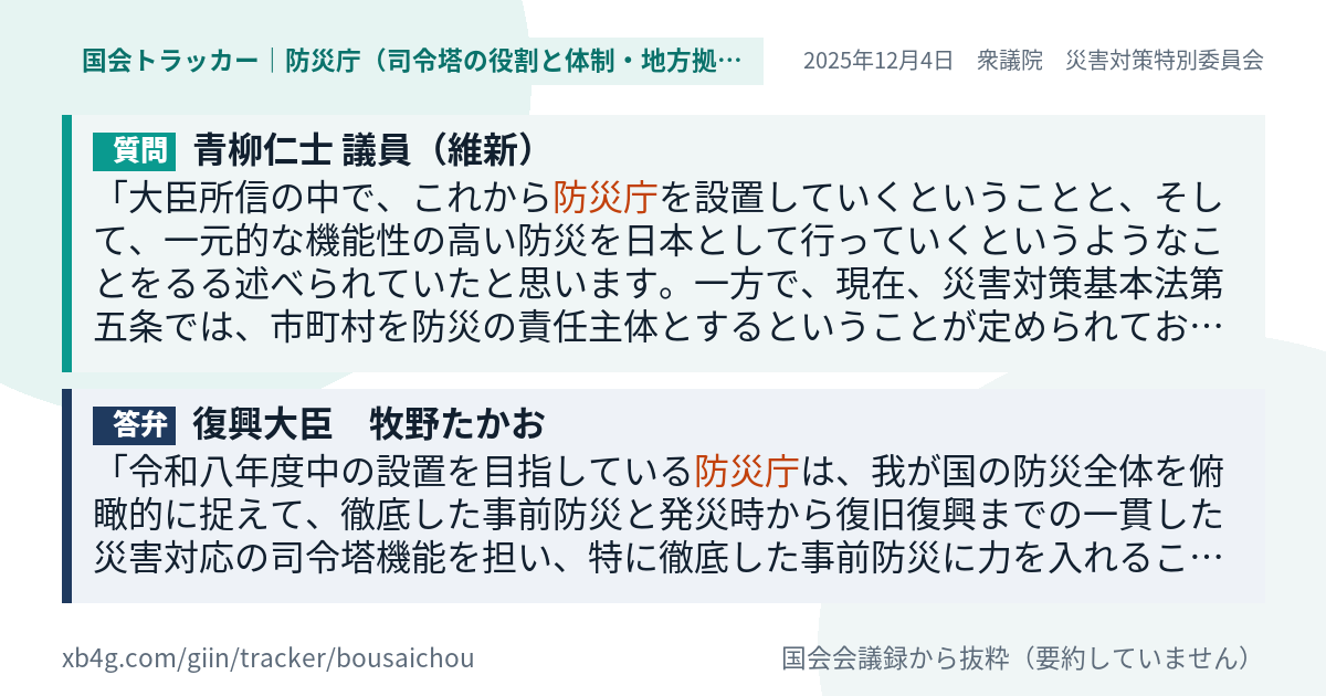 質問と答弁のカード