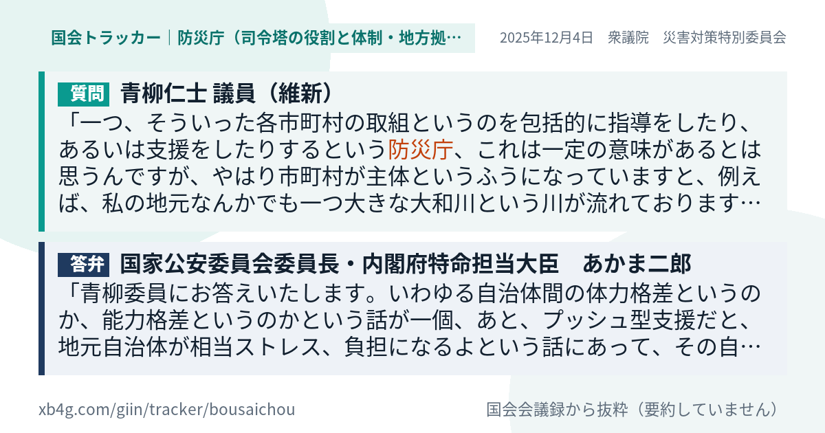 質問と答弁のカード