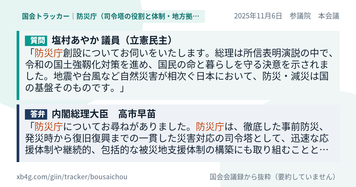 質問と答弁のカード
