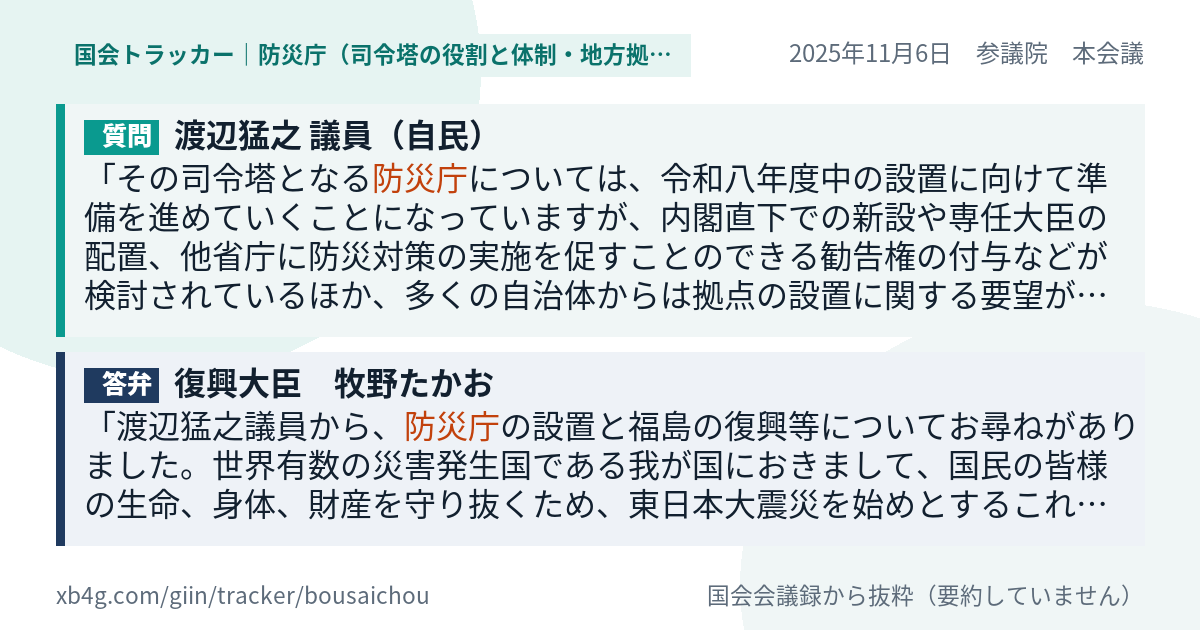 質問と答弁のカード