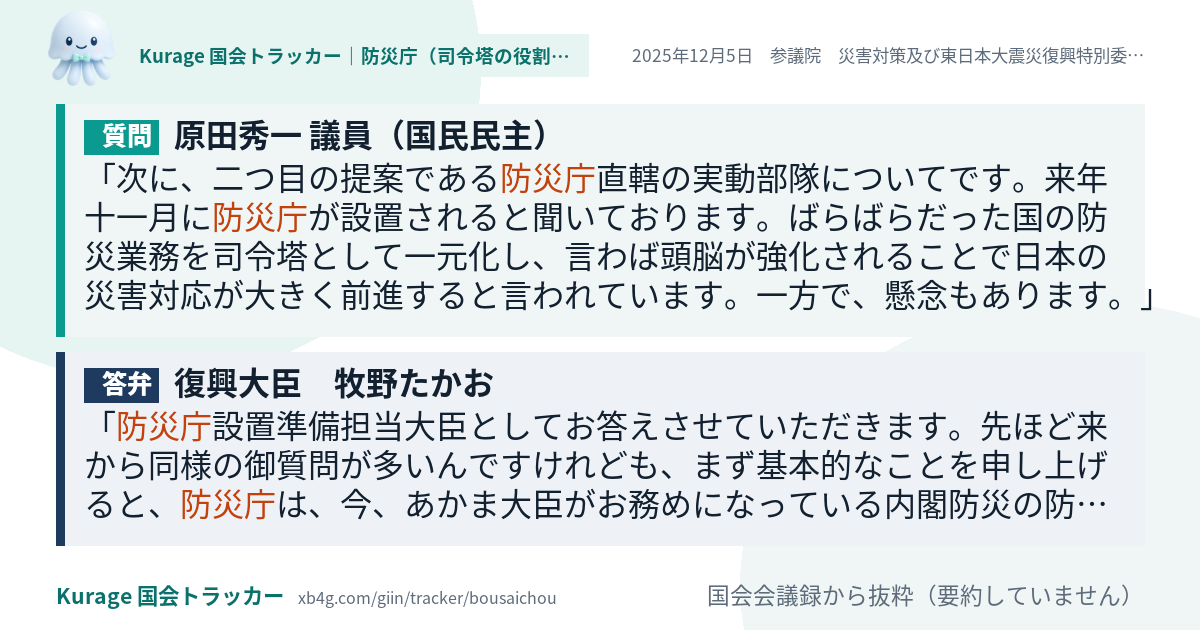 質問と答弁のカード