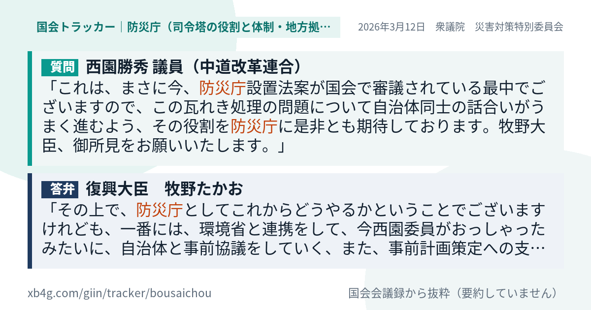 質問と答弁のカード