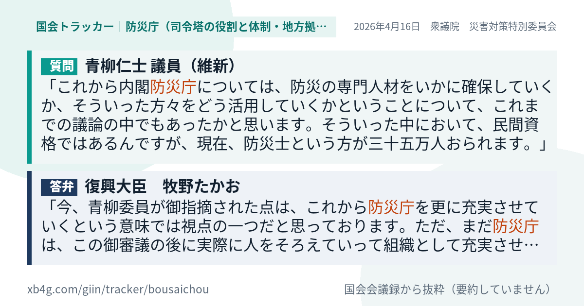 質問と答弁のカード