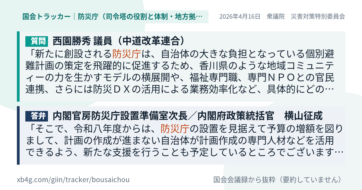 質問と答弁のカード