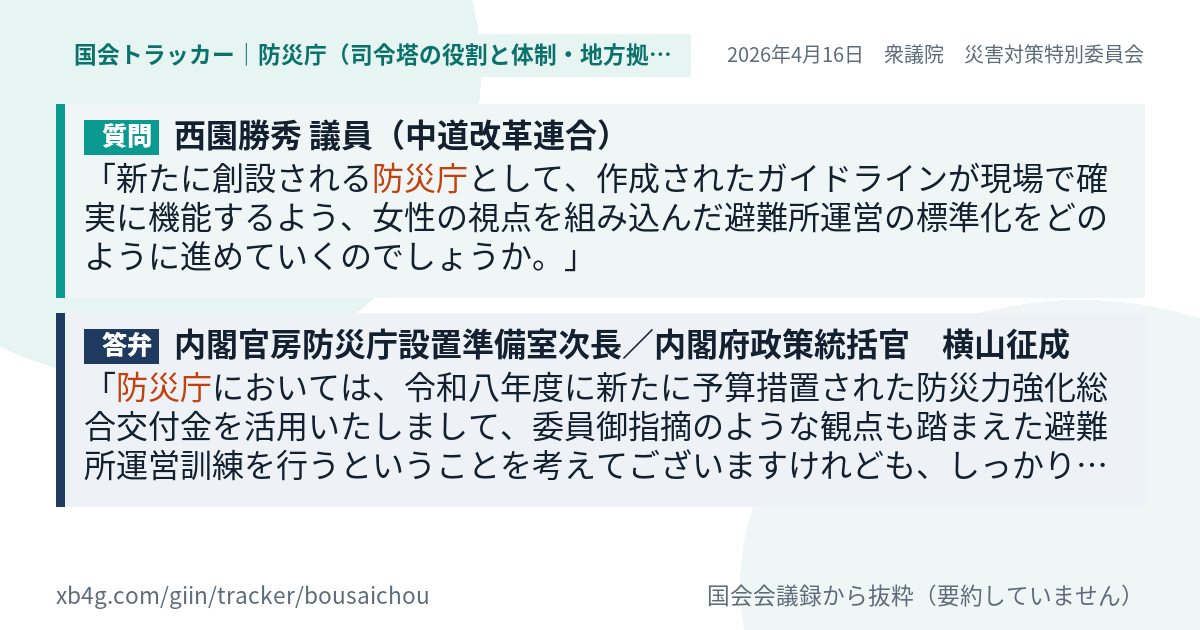 質問と答弁のカード