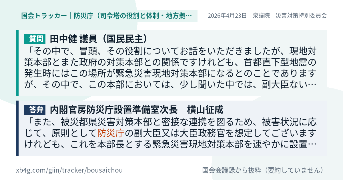 質問と答弁のカード