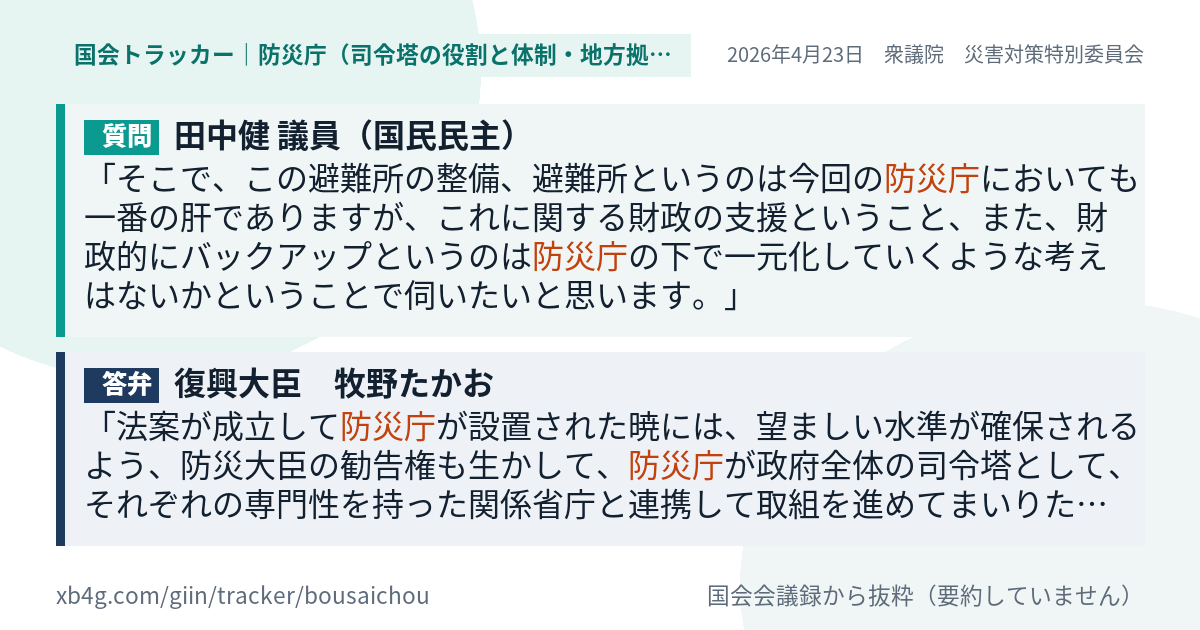 質問と答弁のカード