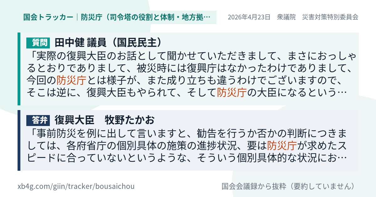 質問と答弁のカード