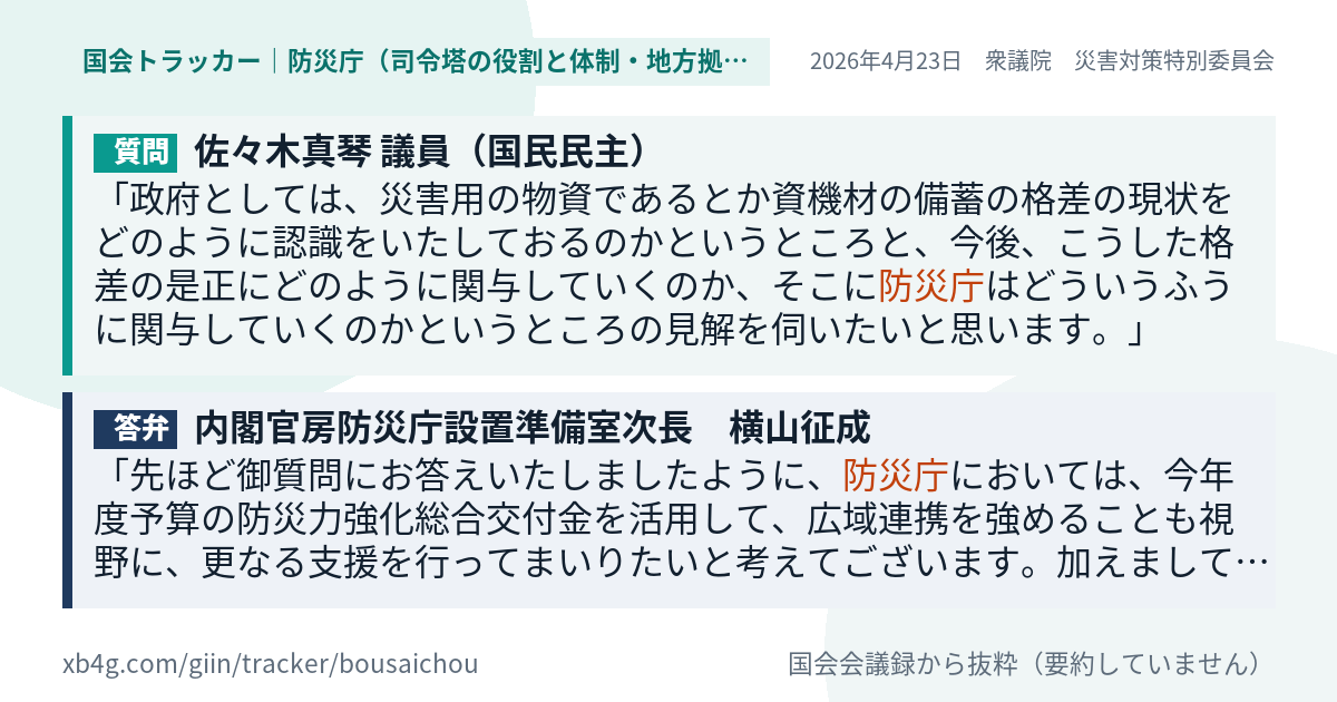 質問と答弁のカード