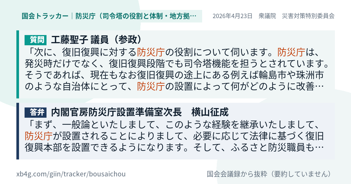 質問と答弁のカード