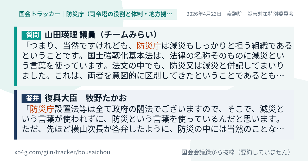 質問と答弁のカード