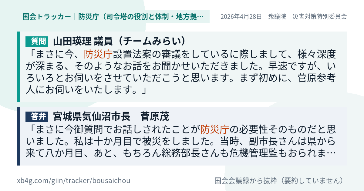 質問と答弁のカード