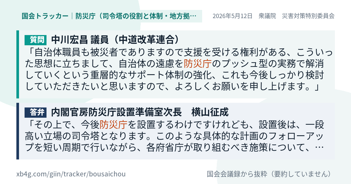 質問と答弁のカード