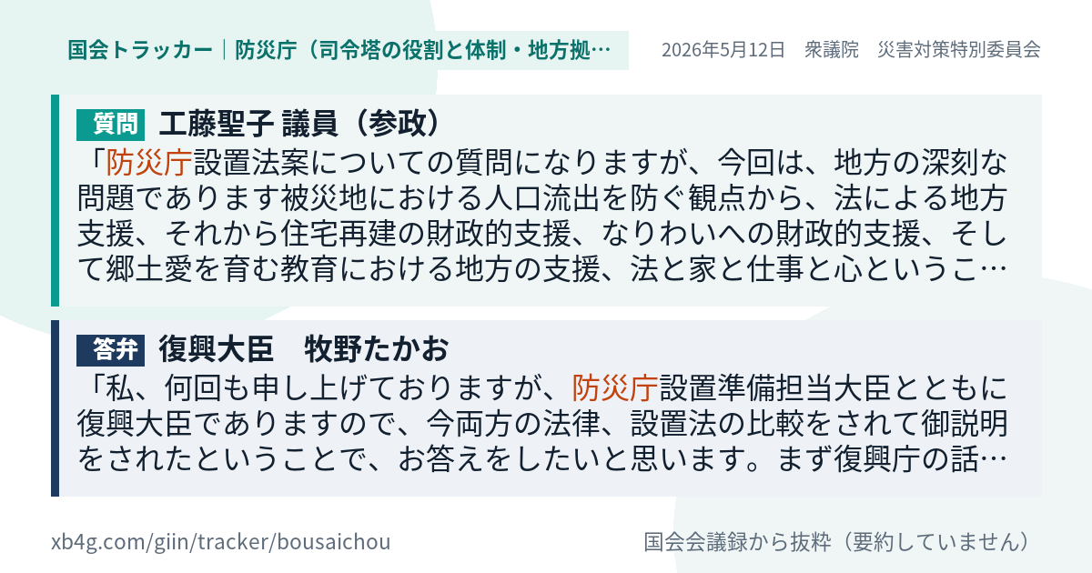 質問と答弁のカード