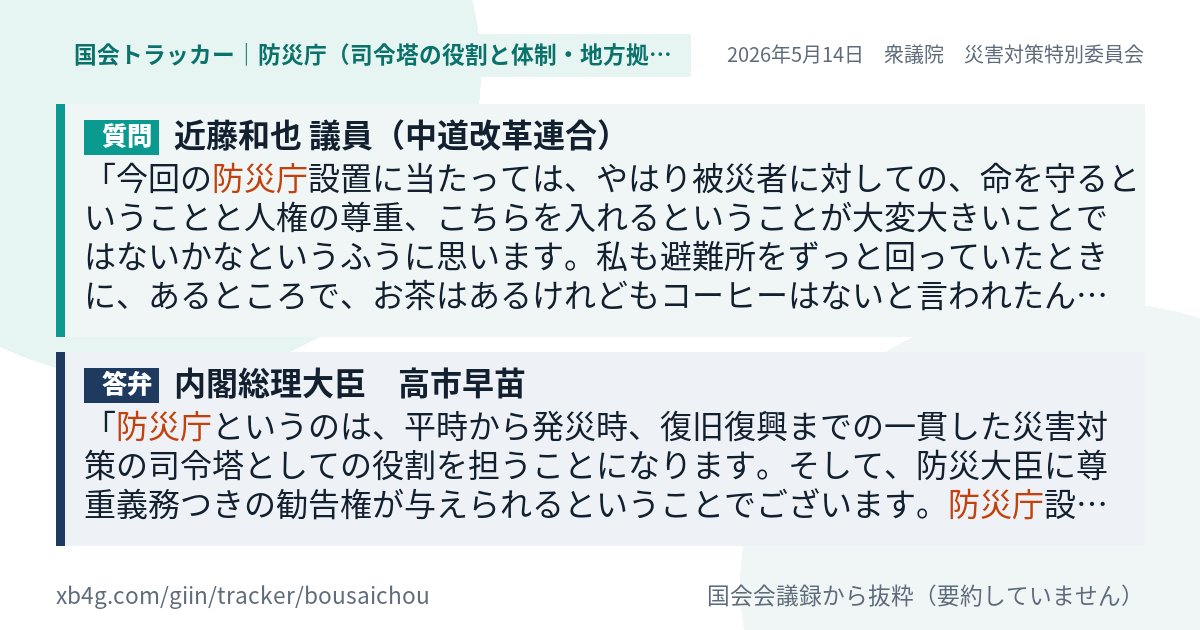 質問と答弁のカード