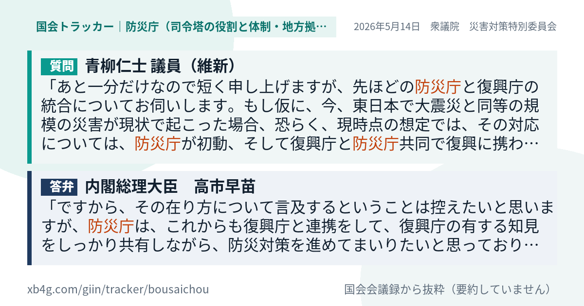 質問と答弁のカード