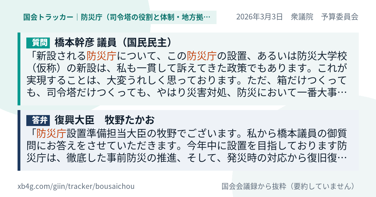 質問と答弁のカード