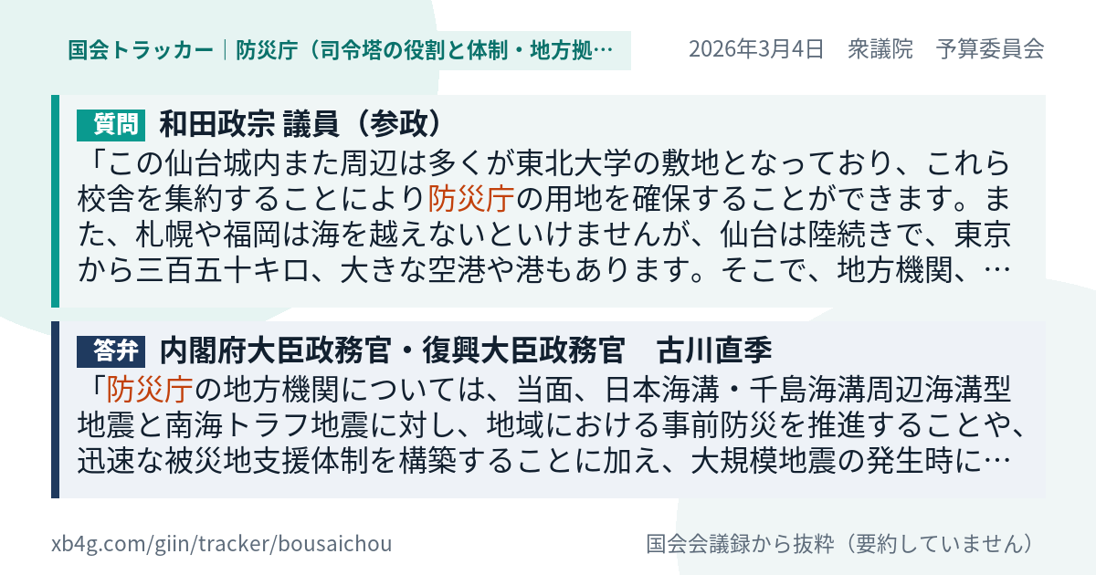 質問と答弁のカード