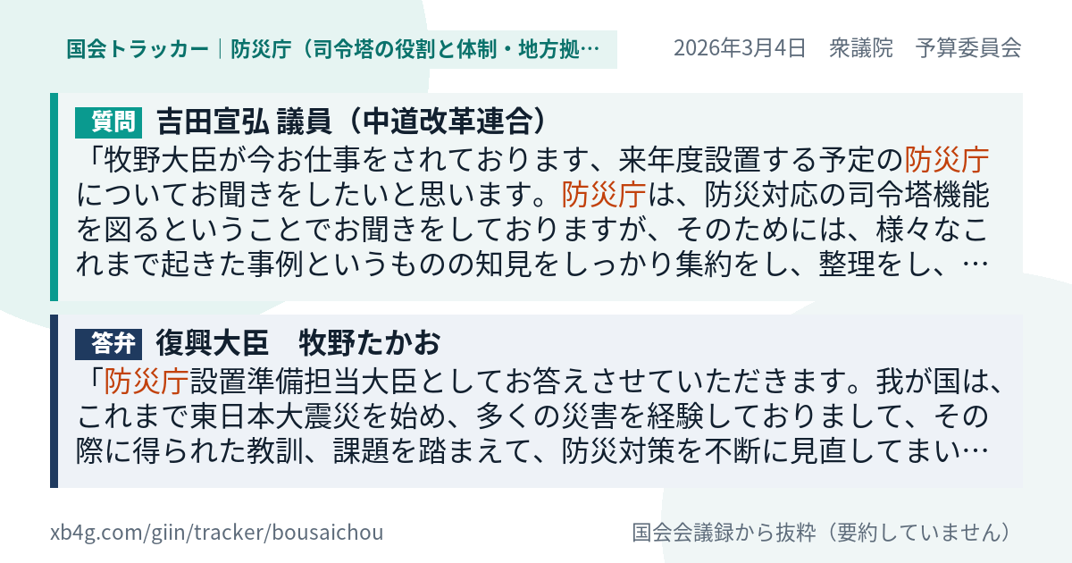 質問と答弁のカード