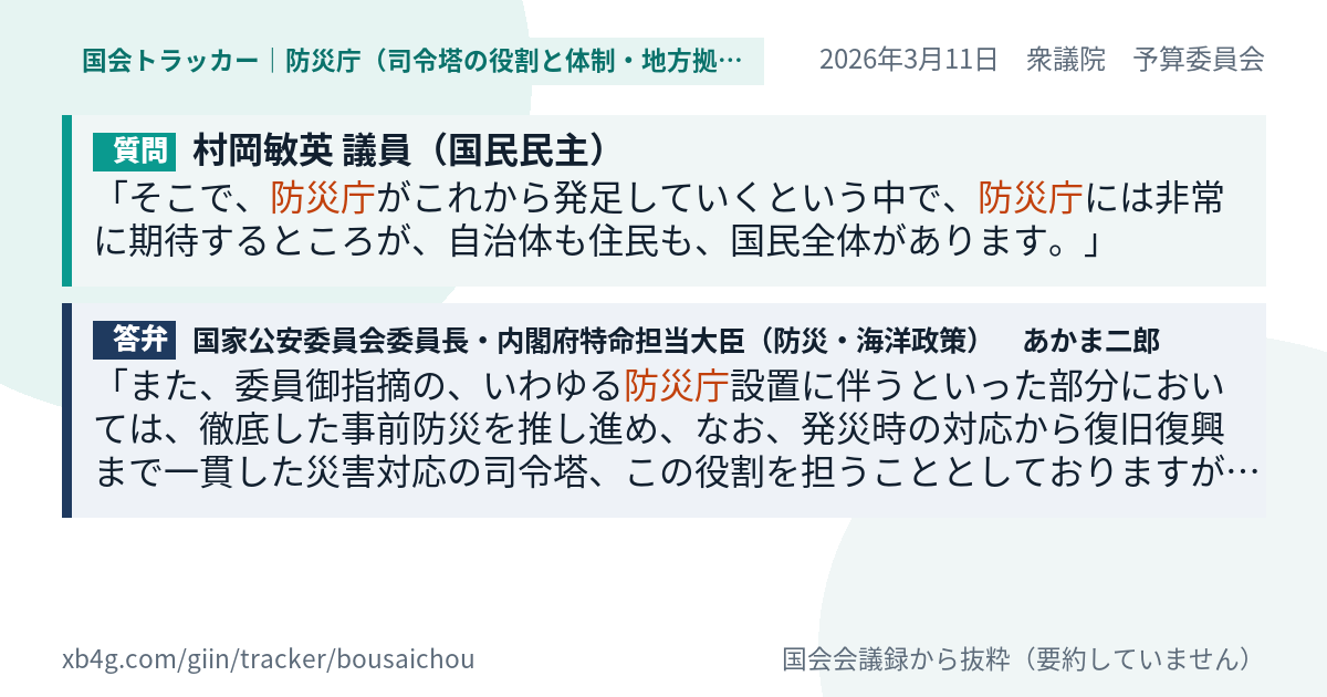 質問と答弁のカード