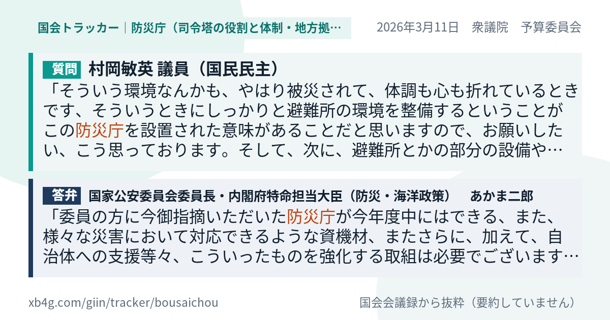 質問と答弁のカード
