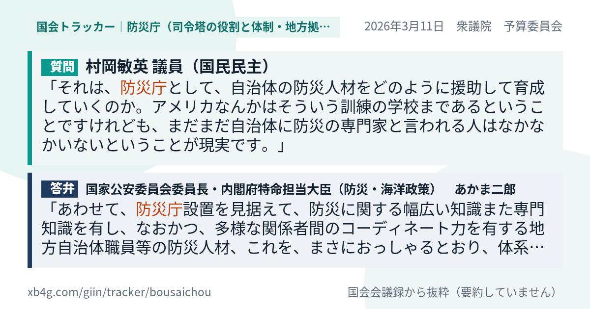 質問と答弁のカード