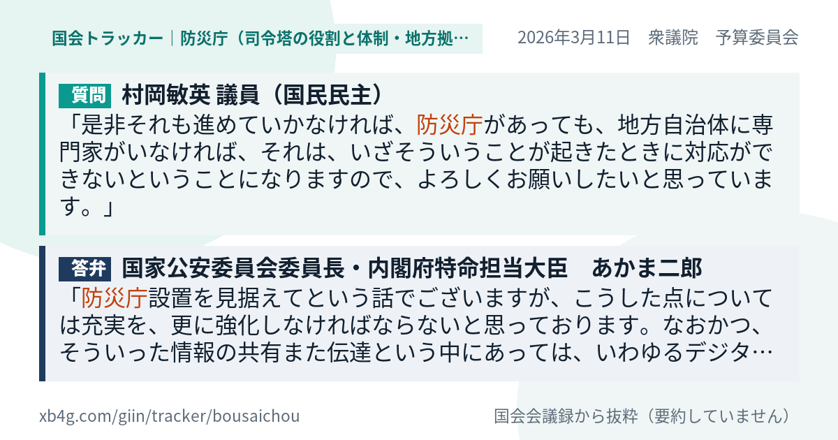 質問と答弁のカード