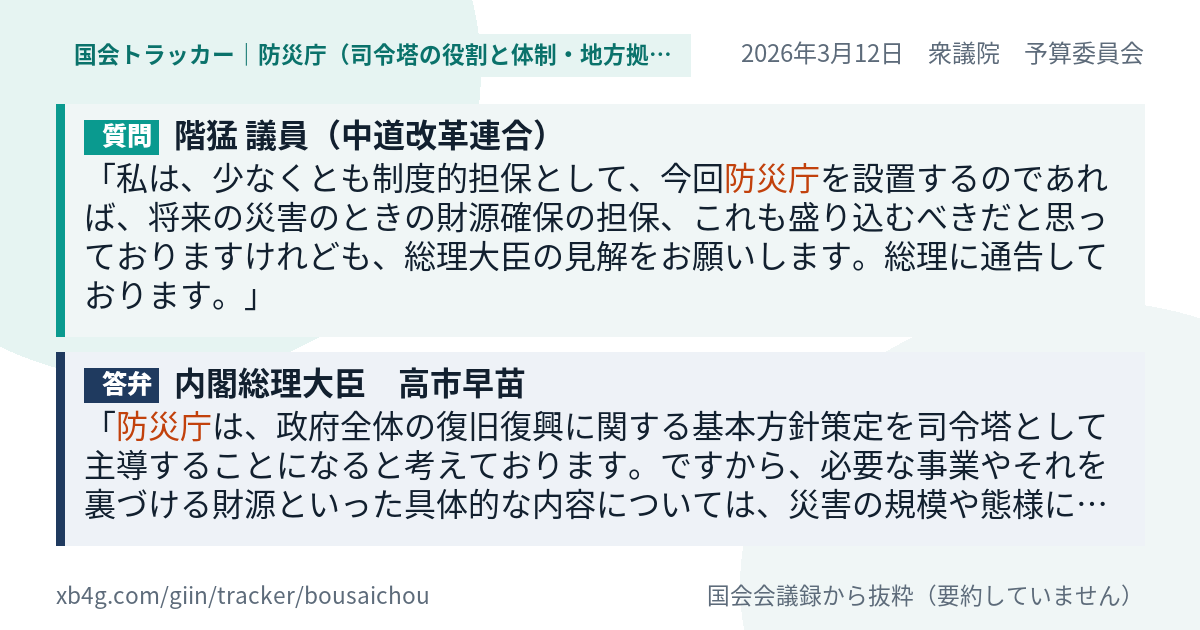 質問と答弁のカード