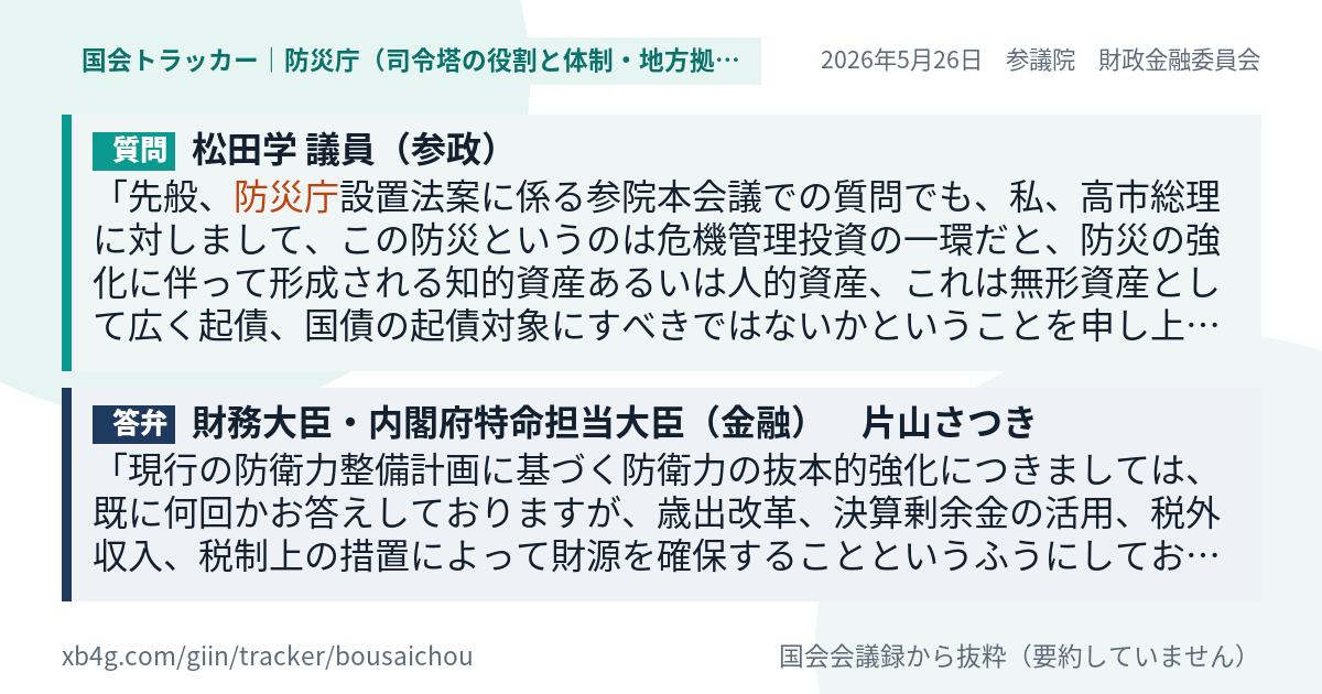 質問と答弁のカード
