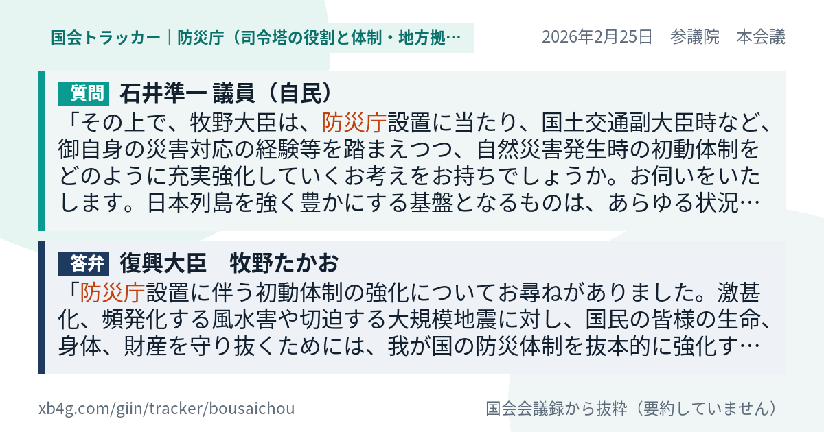 質問と答弁のカード