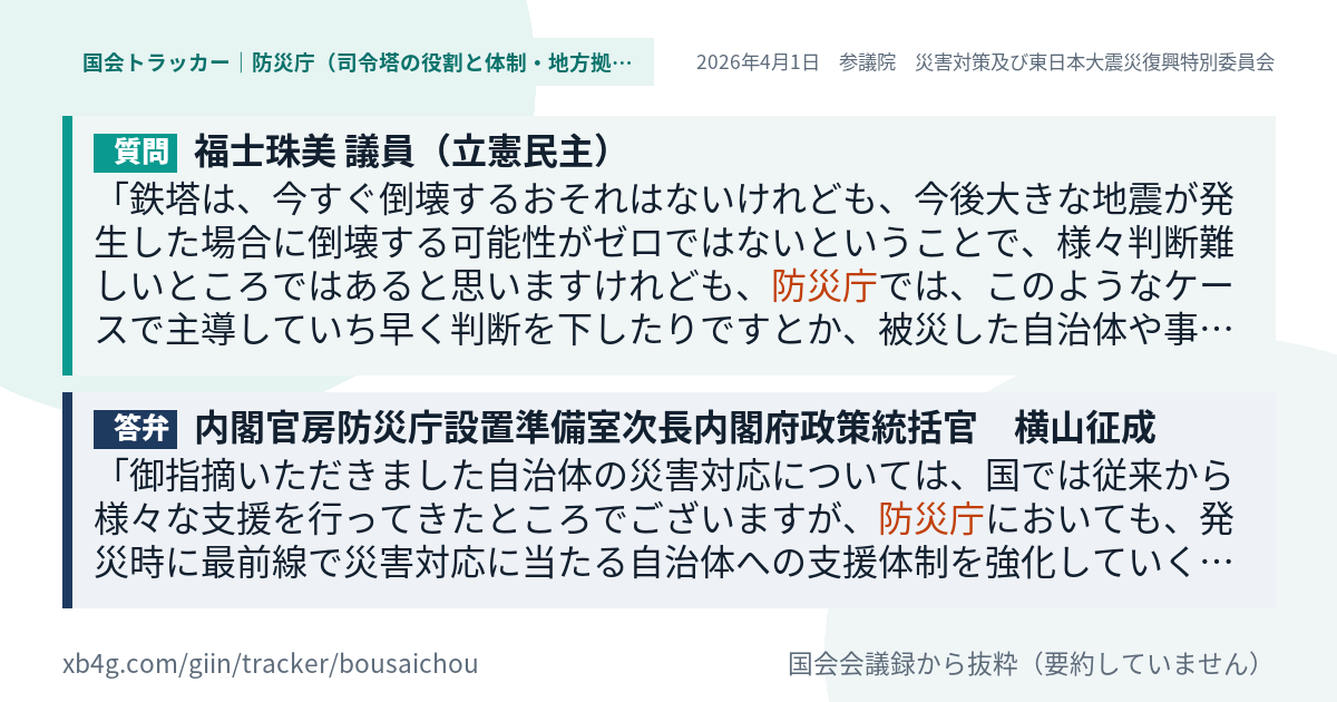 質問と答弁のカード