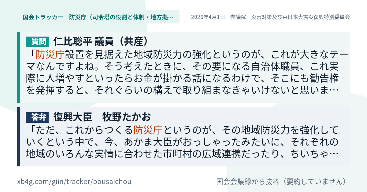 質問と答弁のカード