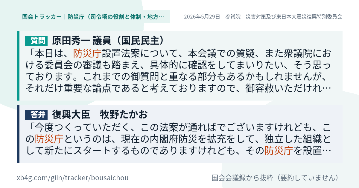 質問と答弁のカード