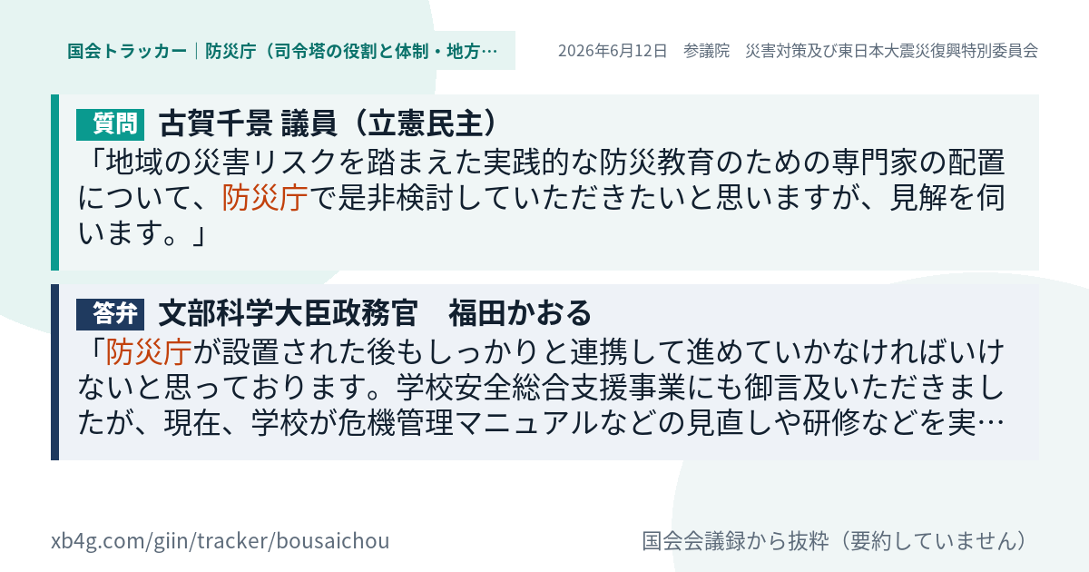 質問と答弁のカード