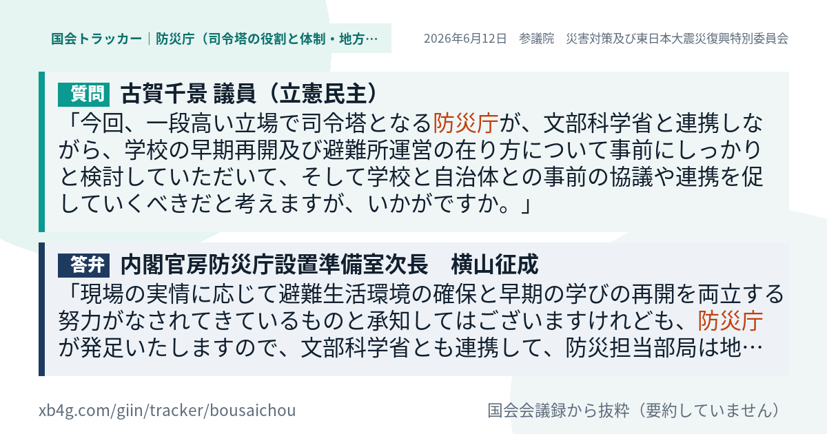 質問と答弁のカード