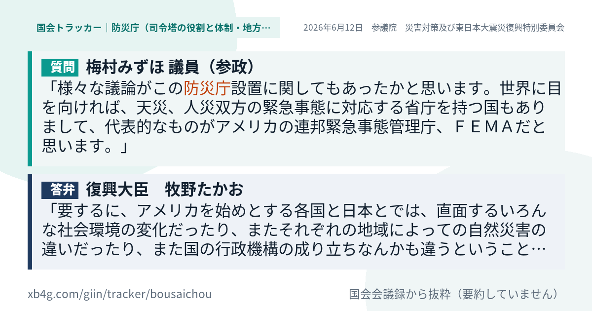 質問と答弁のカード
