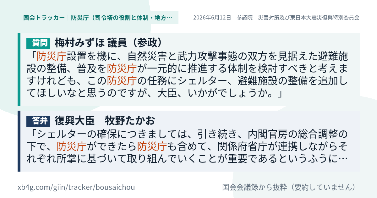 質問と答弁のカード