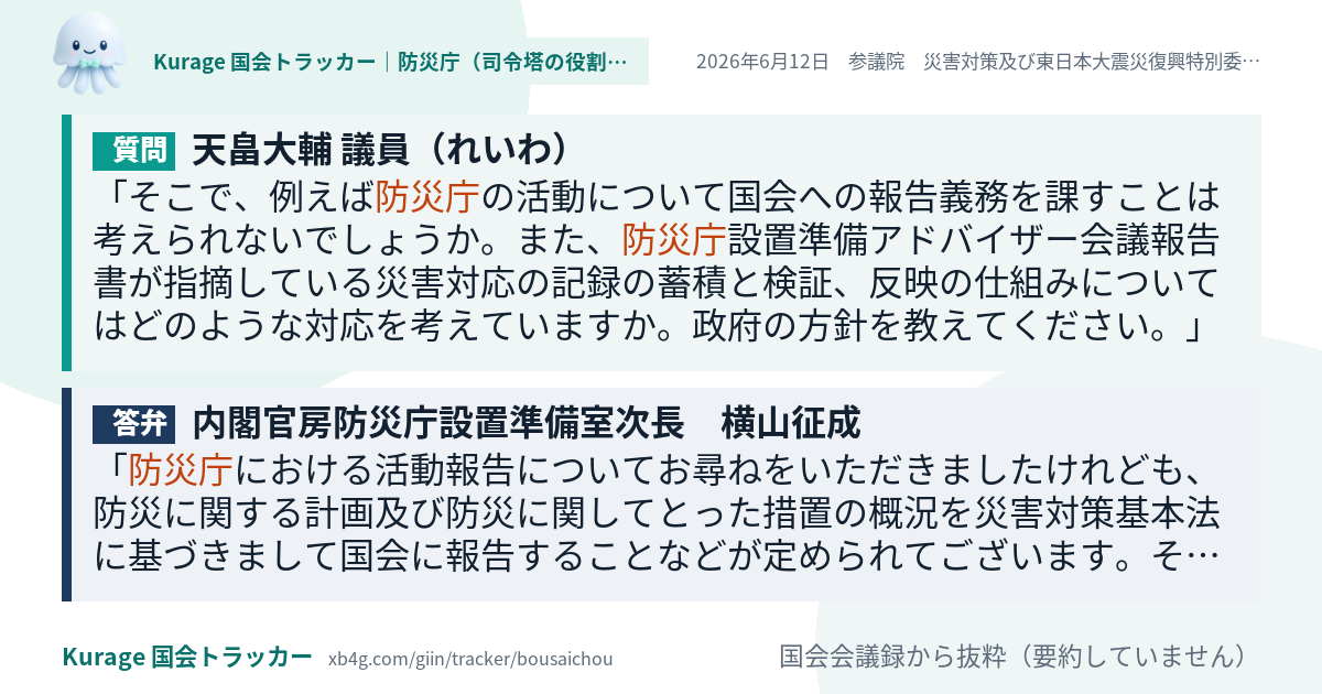 質問と答弁のカード
