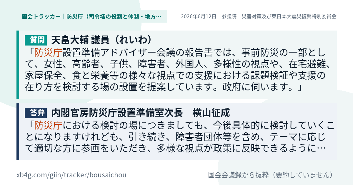 質問と答弁のカード