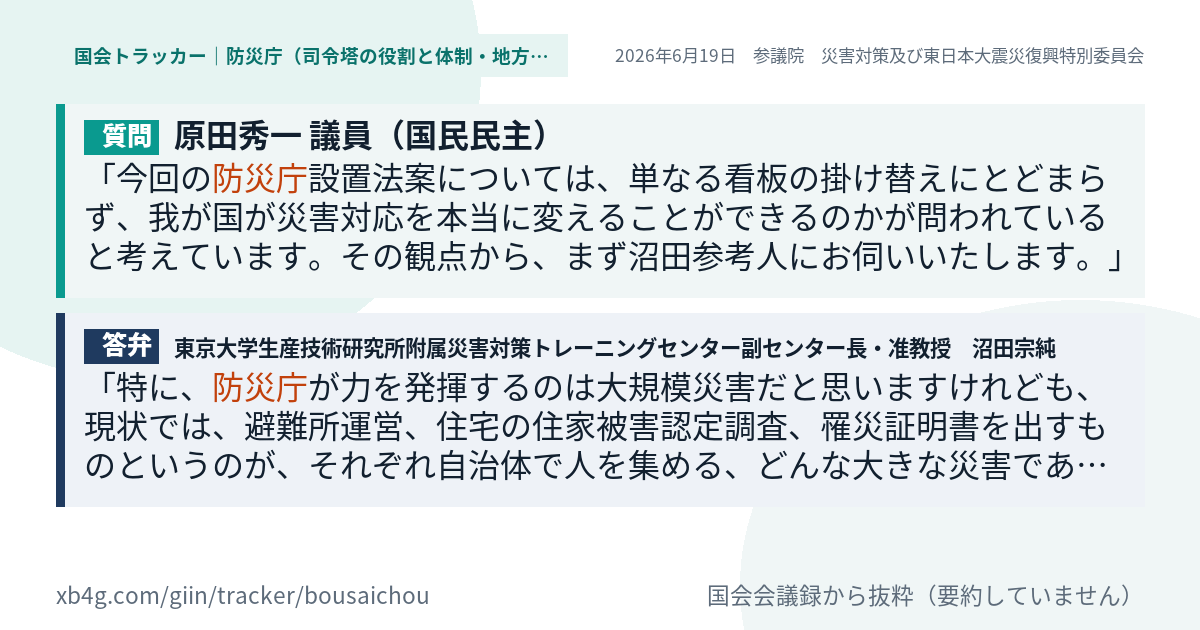 質問と答弁のカード