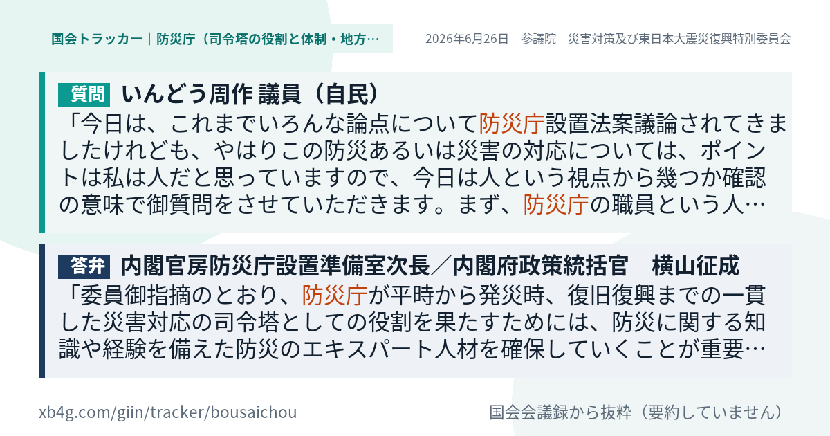 質問と答弁のカード