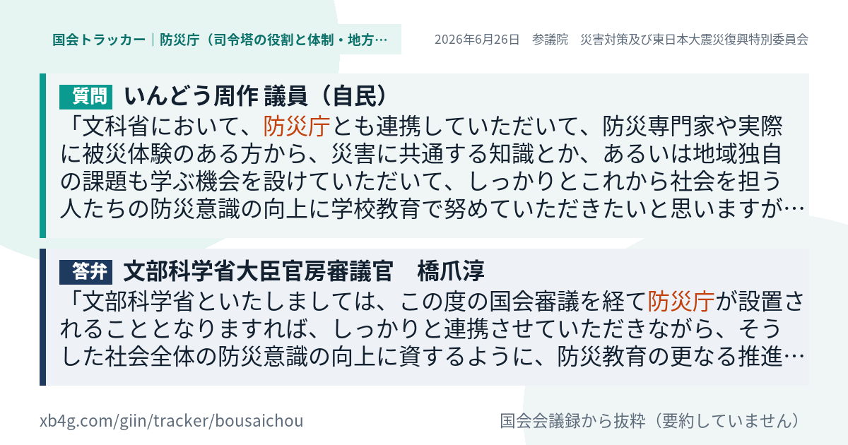 質問と答弁のカード