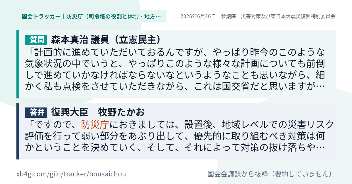 質問と答弁のカード