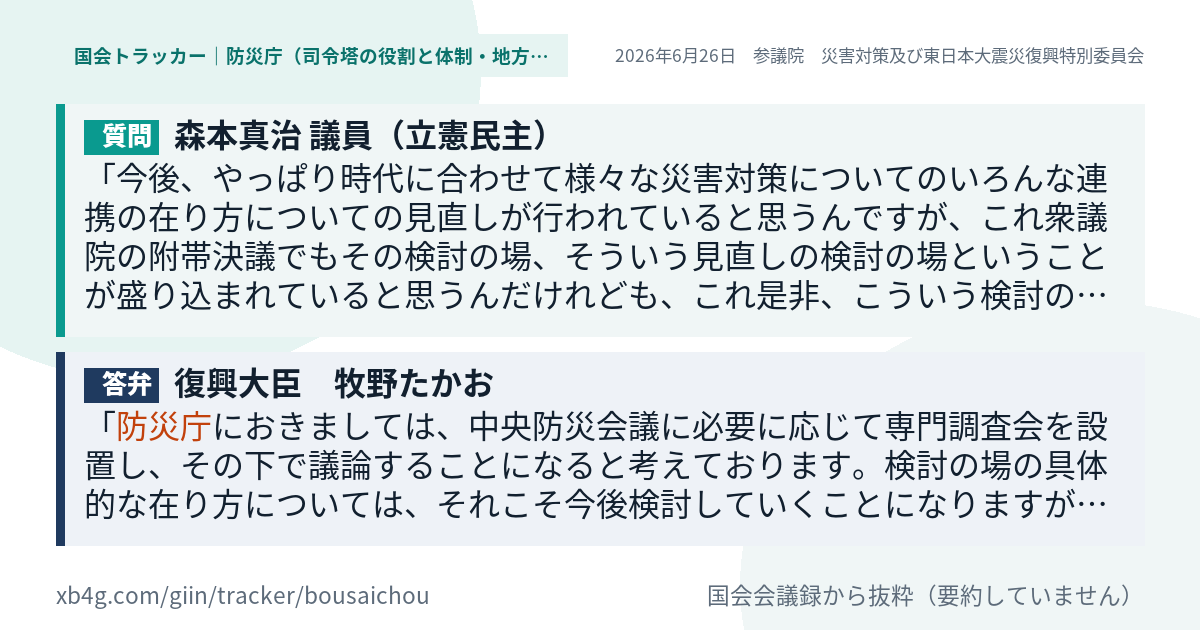 質問と答弁のカード