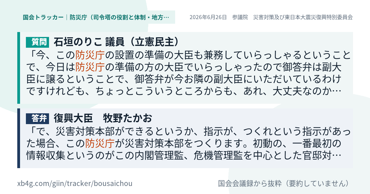 質問と答弁のカード
