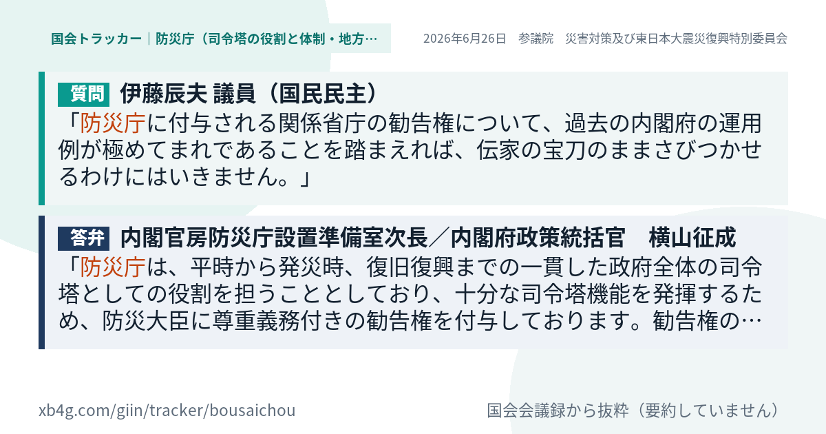 質問と答弁のカード
