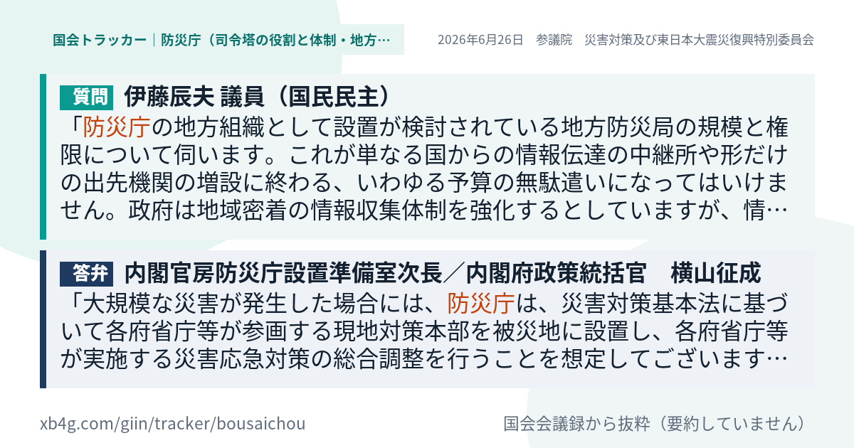 質問と答弁のカード
